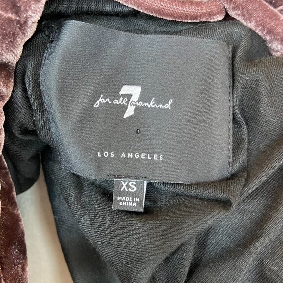 7 For All Mankind Mahogany Brown Cropped Quilted Velvet Bomber Jacket Sz XS NWOT - Picture 13 of 15